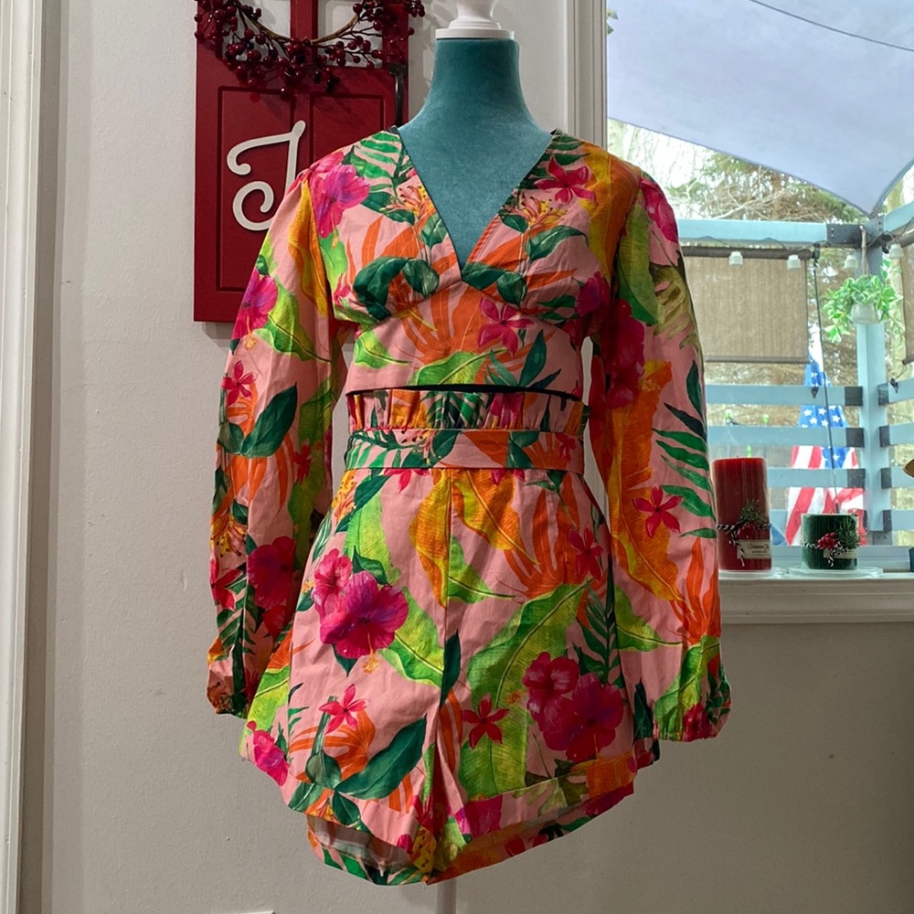 SHEIN Floral multicolored 2 piece short set Large🌸🌺🌴